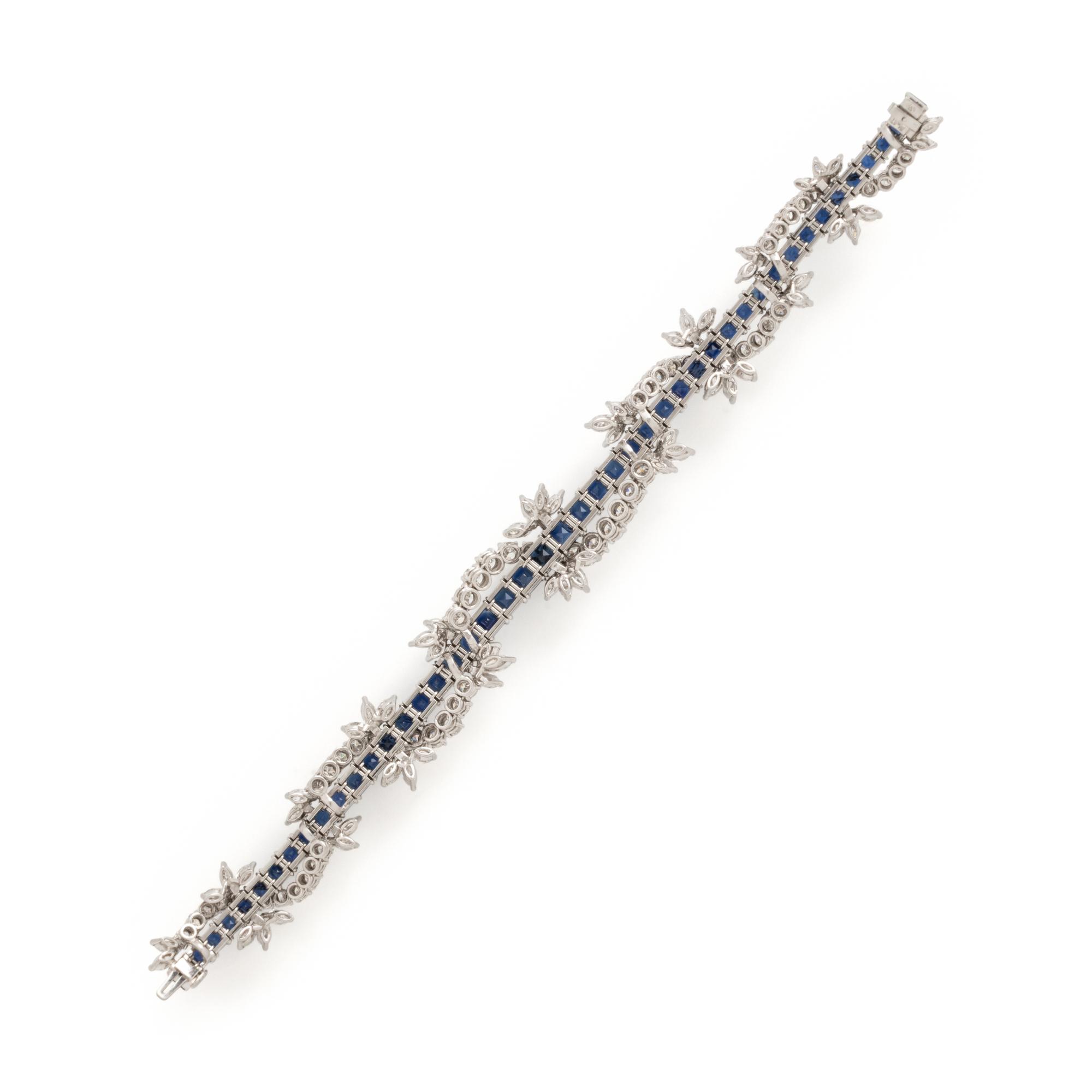 Diamond, Sapphire, and Platinum Bracelet