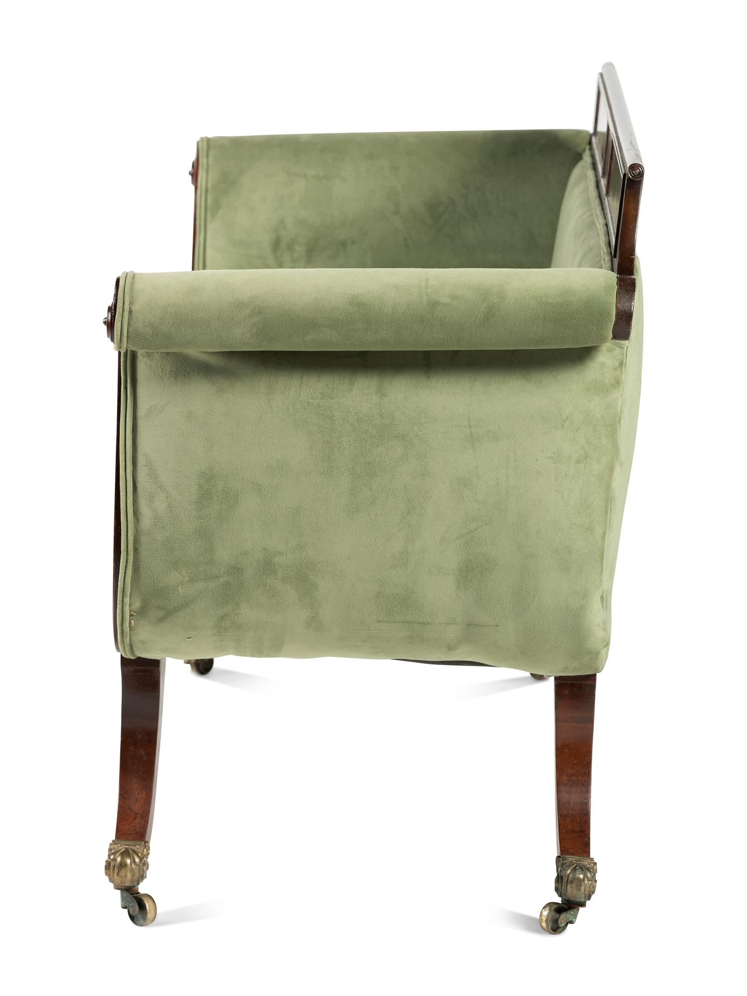 A Classical Velvet Upholstered Mahogany Sofa