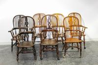 An Assembled Set of Seven Windsor Style Armchairs Height of tallest 46 1/2 inches. — 19TH/20TH CENTURY