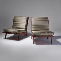 Cushion chairs, pair