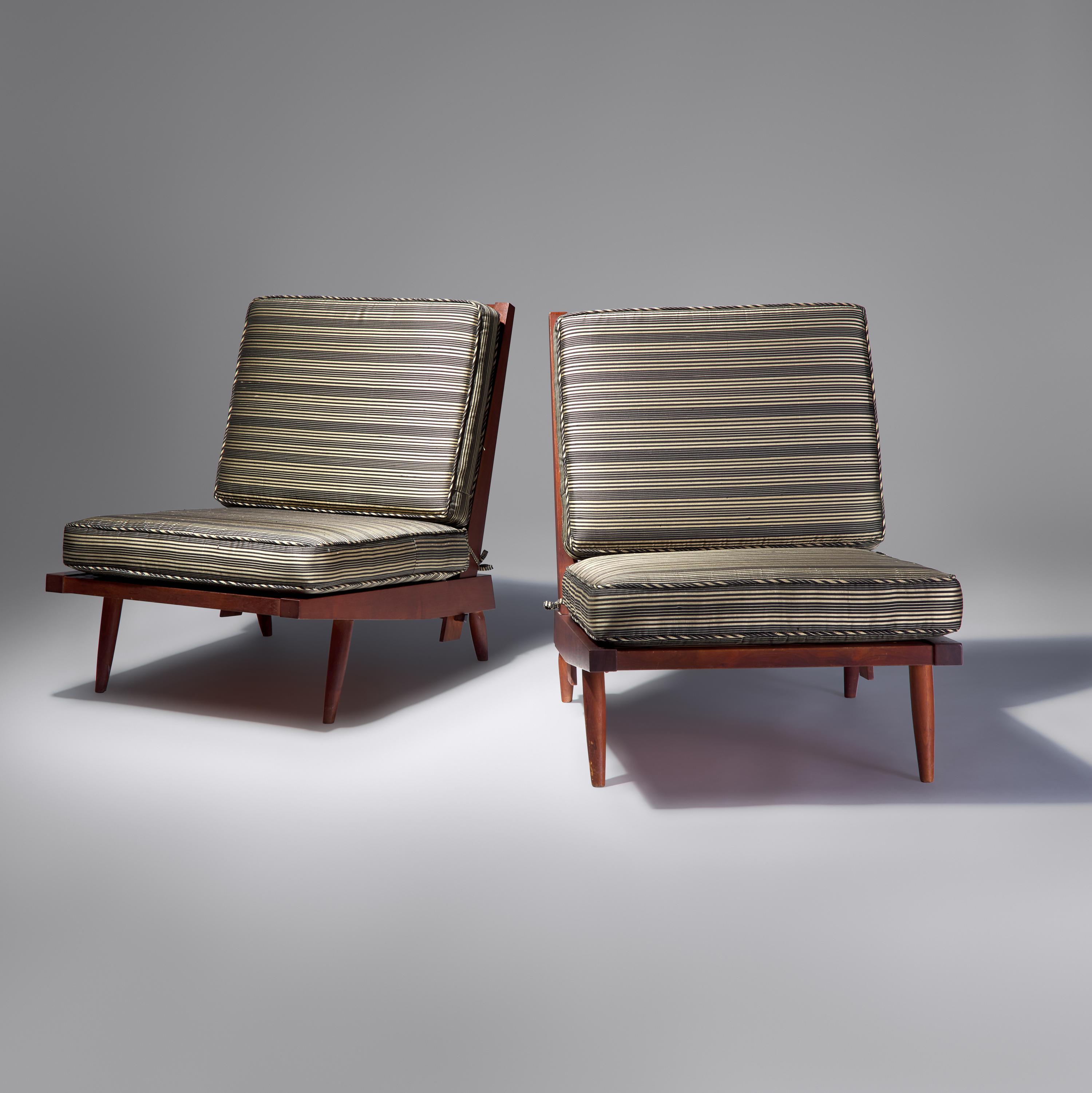 Cushion chairs, pair
