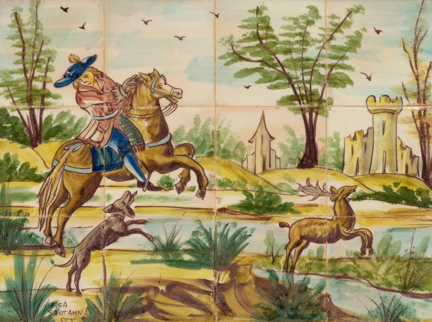 A Sant'Anna Framed Ceramic Tile Mural