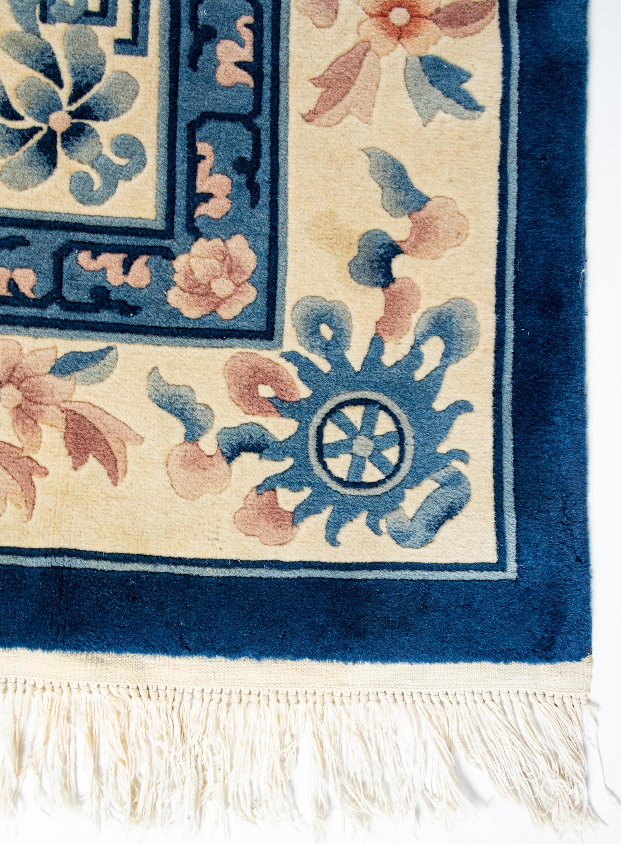 A Chinese Wool Rug and a Machine-Made Chinese Wool Runner