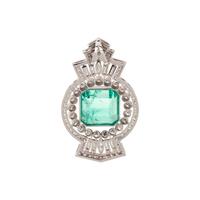 SYNTHETIC EMERALD AND DIAMOND PENDANT