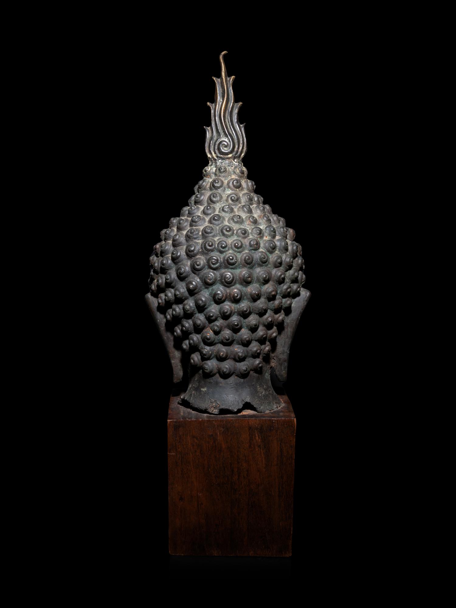 A Large Thai Bronze Head of Buddha