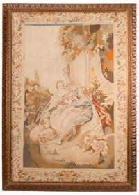 A Pair of Framed Aubusson Style Tapestries