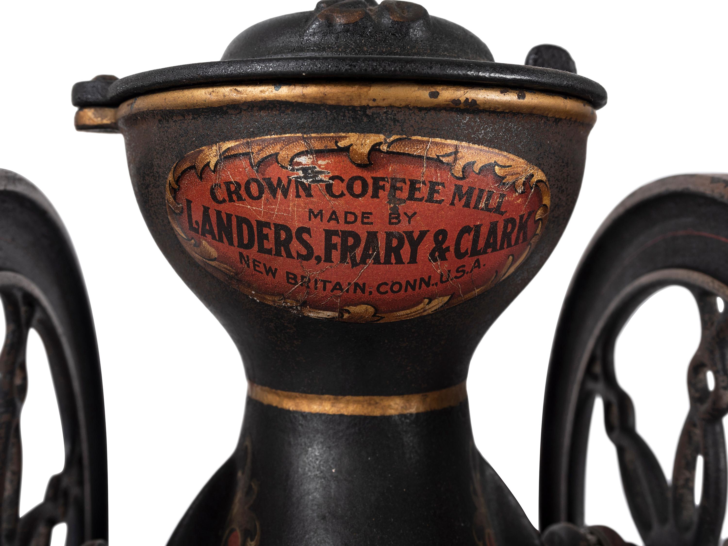 A Landers, Frary & Clark Painted Cast Iron Coffee Mill