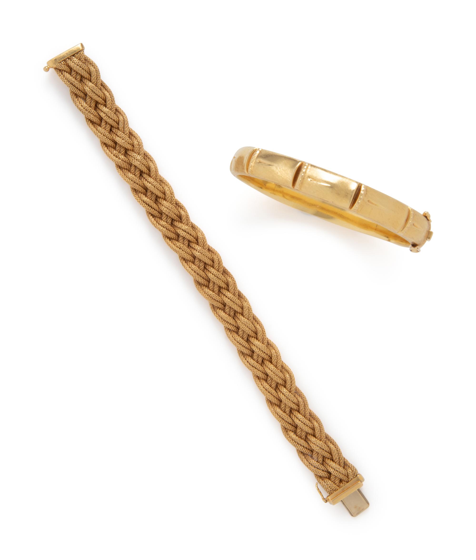 TWO YELLOW GOLD BRACELETS