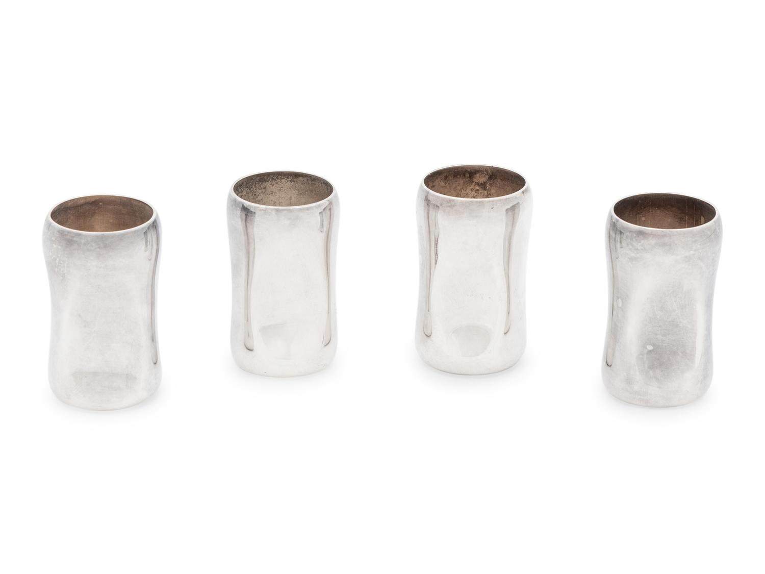 A Set of Four Elsa Peretti for Tiffany and Co. Silver Cordials