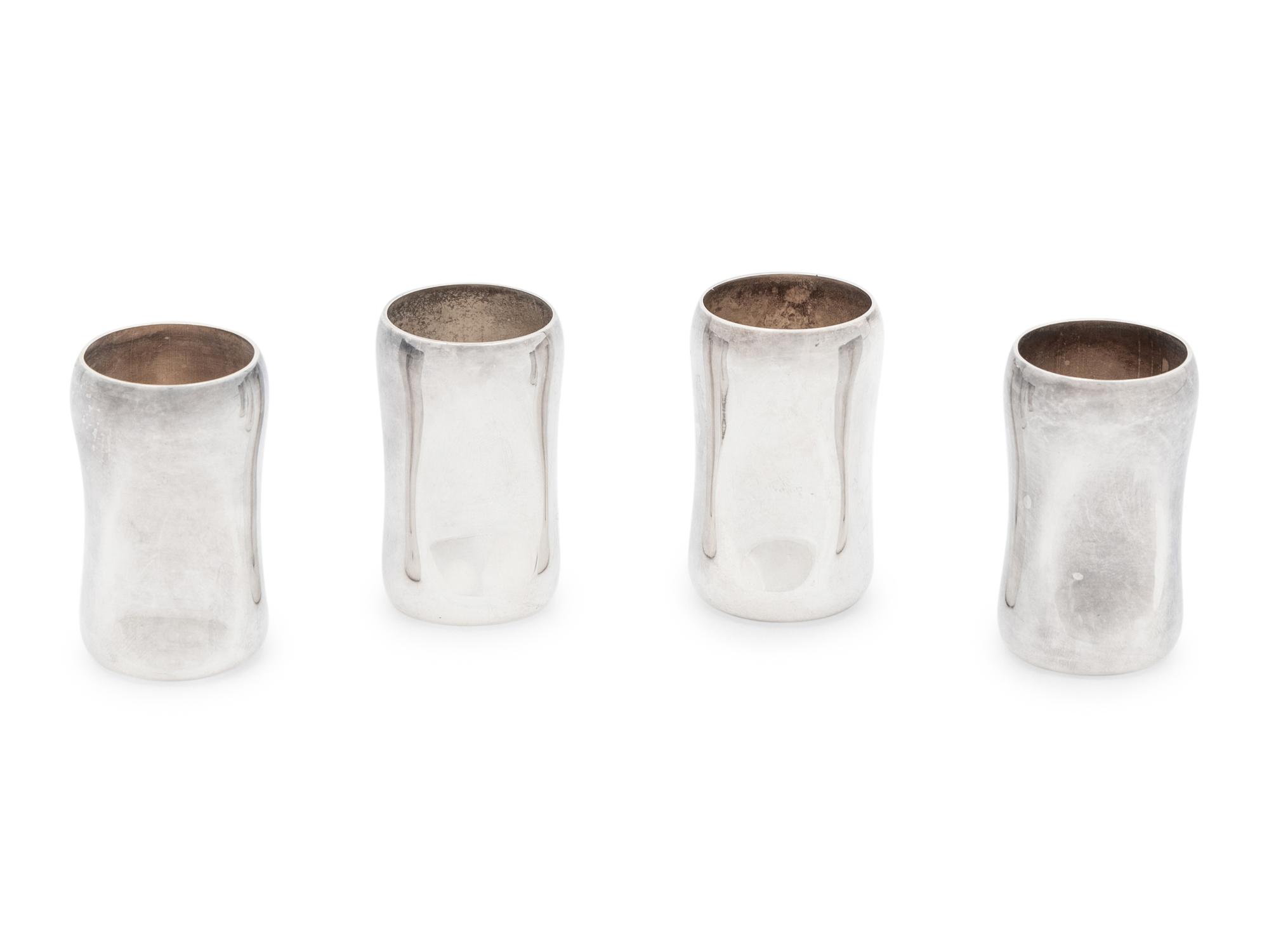 A Set of Four Elsa Peretti for Tiffany and Co. Silver Cordials