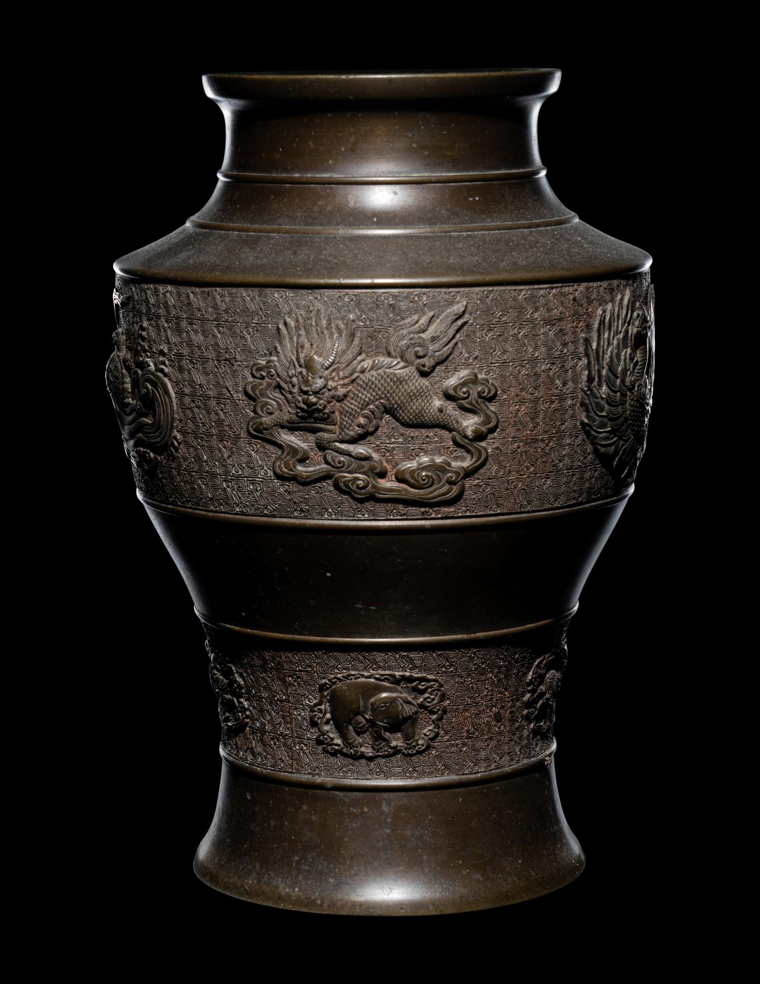 Two Japanese Bronze Vases