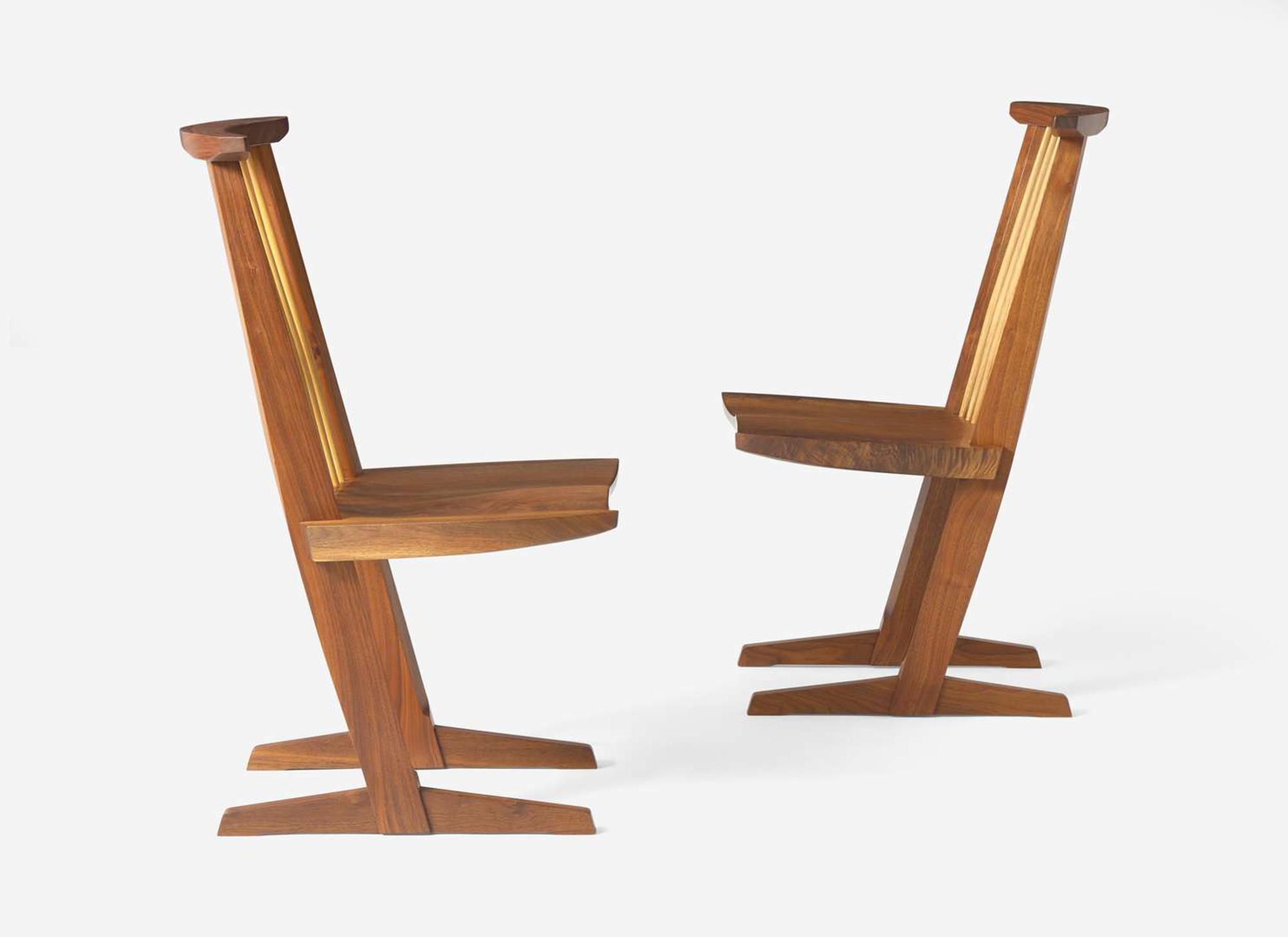 Mira Nakashima, Pair of Conoid Dining Chairs