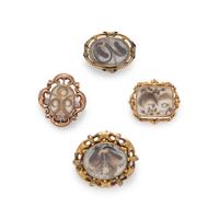 VICTORIAN, COLLECTION OF MOURNING BROOCHES