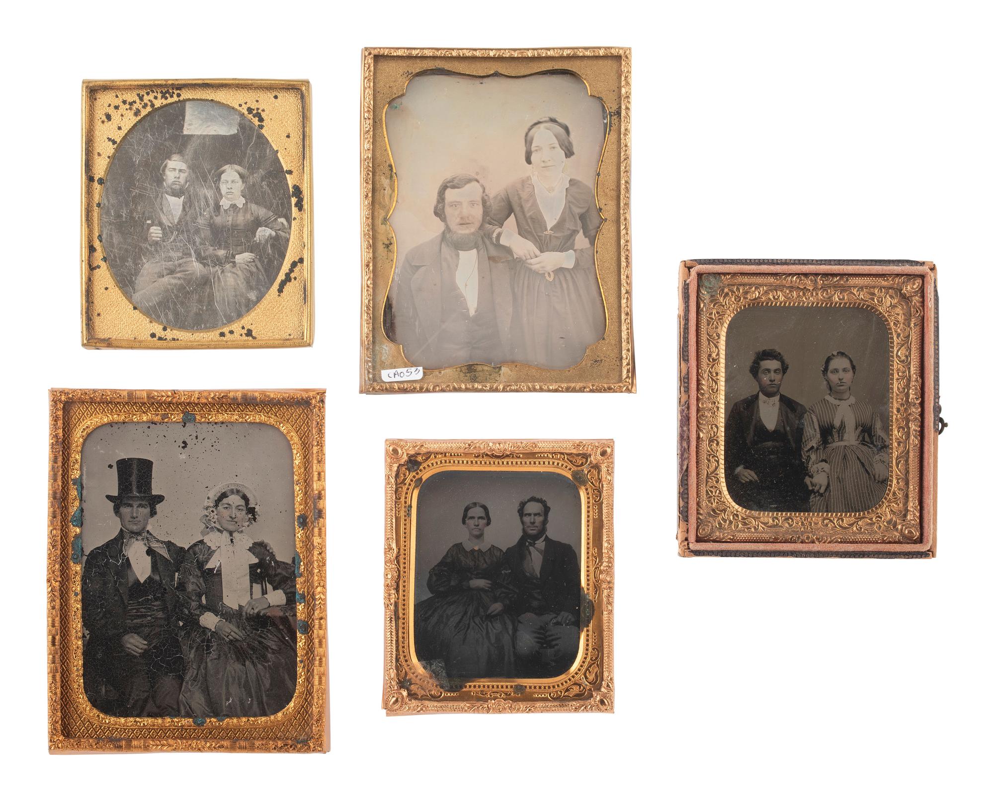 [EARLY PHOTOG]. 17 cased images of husbands and wives, incl. work by SILAS SELLECK, San Francisco.