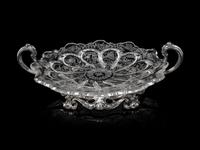An American Silver Mounted Etched Glass Center Bowl