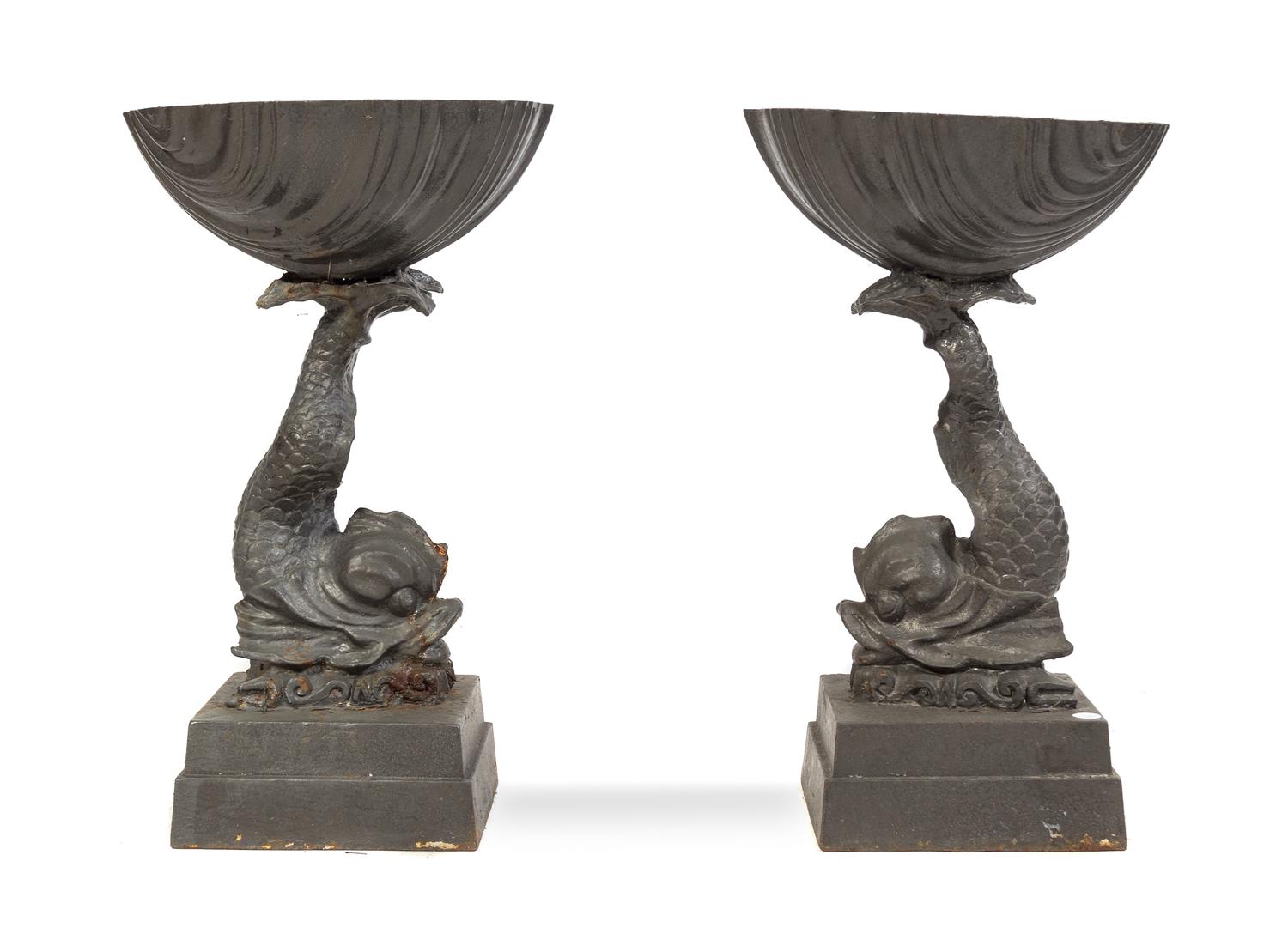 A Pair of Neoclassical Painted Iron Jardinieres Height 27 inches.