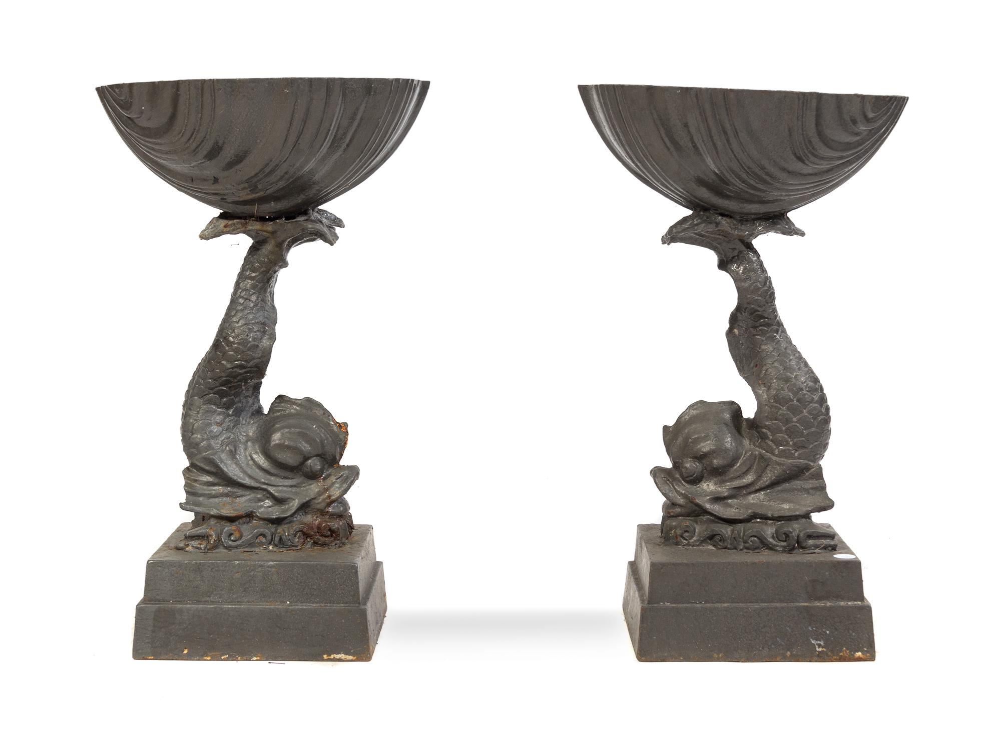 A Pair of Neoclassical Painted Iron Jardinieres Height 27 inches.