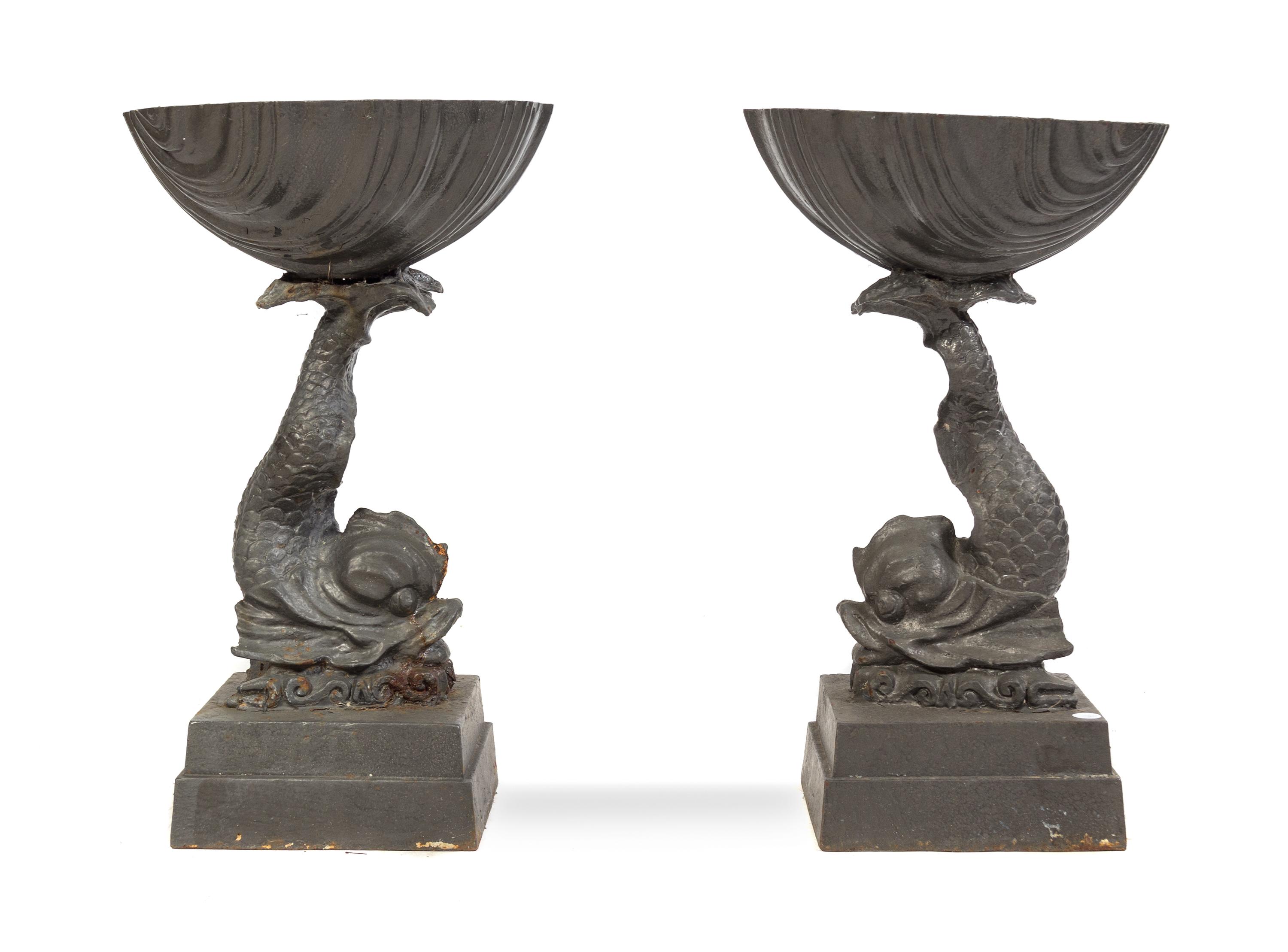 A Pair of Neoclassical Painted Iron Jardinieres Height 27 inches.