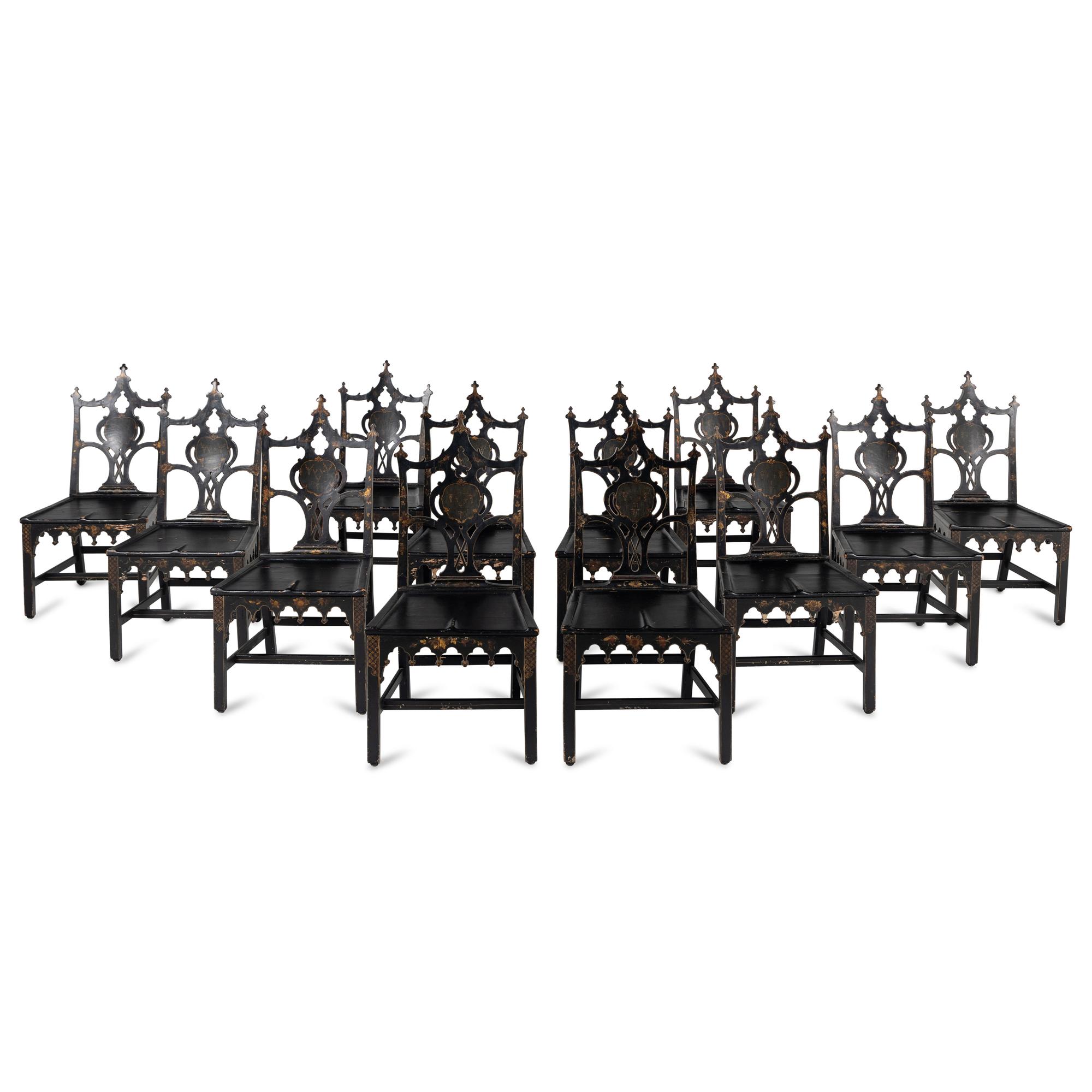 A Set of Twelve George III Style Painted Dining Chairs