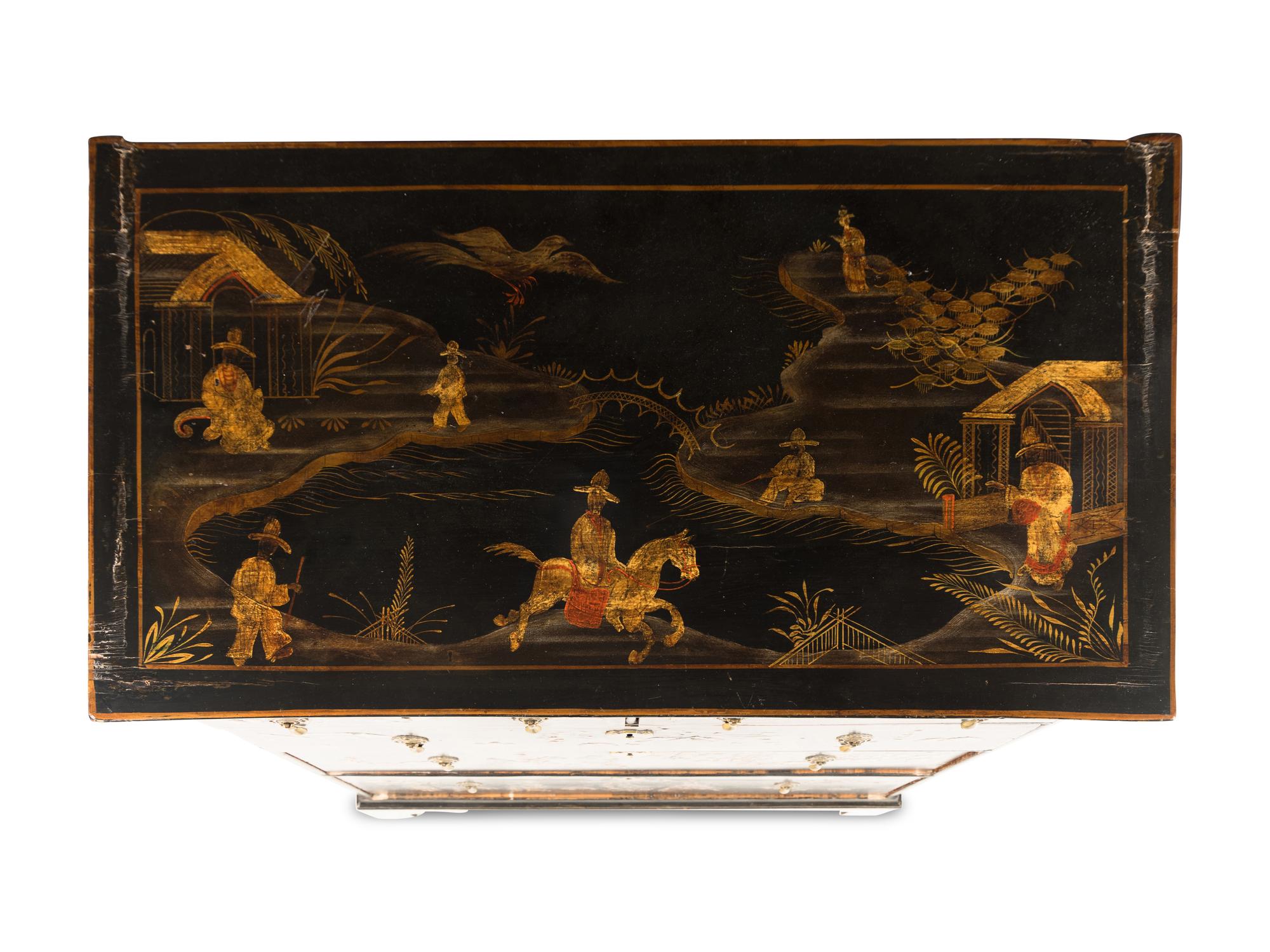 A George III Black-Japanned Chest of Drawers