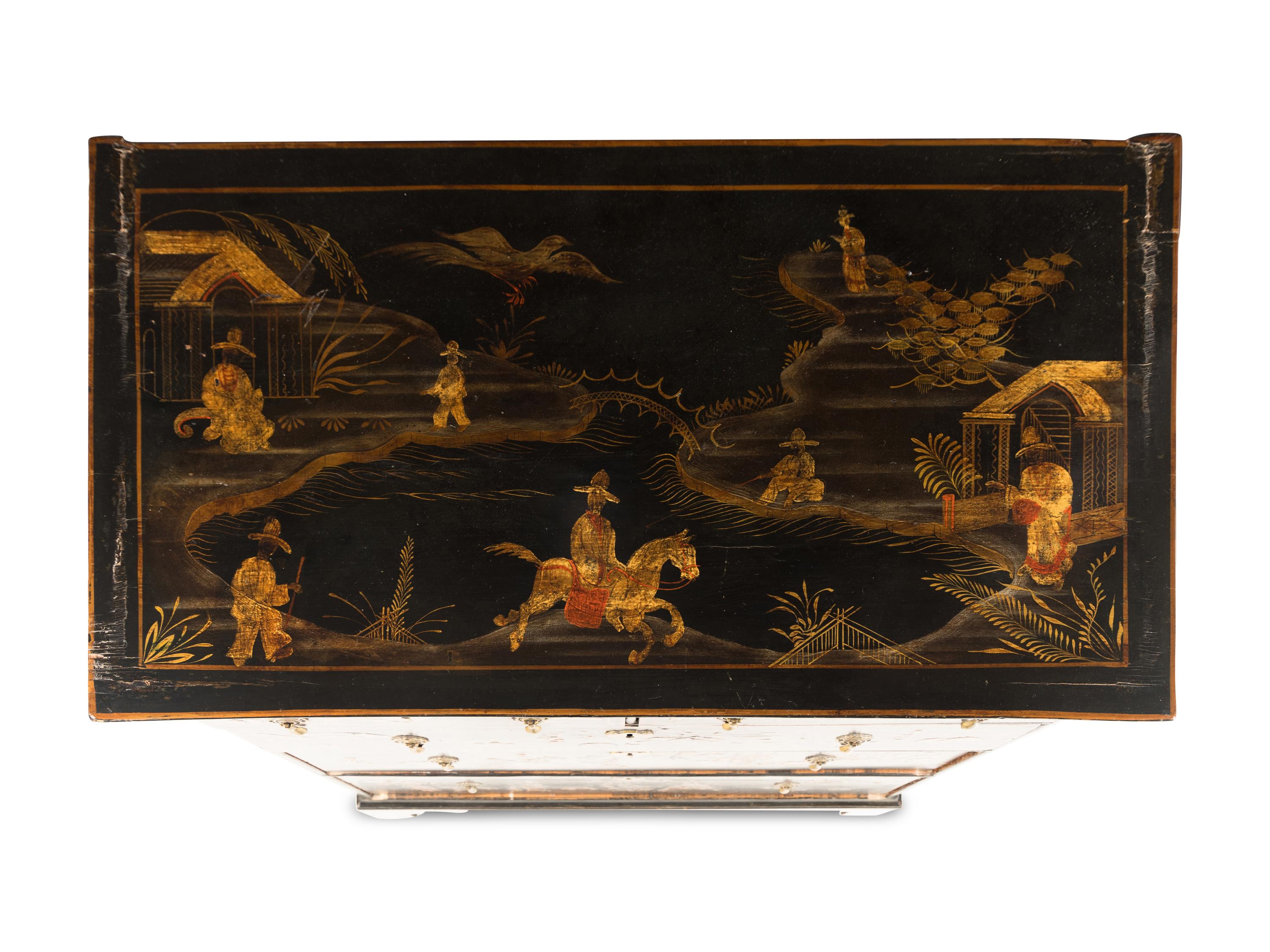A George III Black-Japanned Chest of Drawers