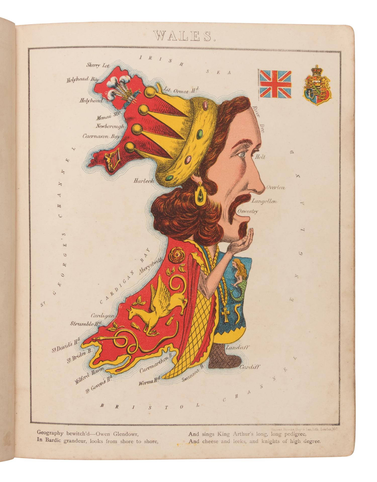 [Harvey, William Henry ("Aleph") (1796-1866)]. Geographical Fun, being Humourous Outlines of Various Countries . London: Hodder and Stoughton, n.d. [1869].