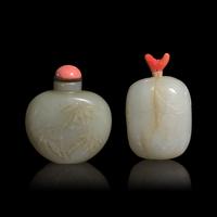 Two Chinese Carved Jade Snuff Bottles