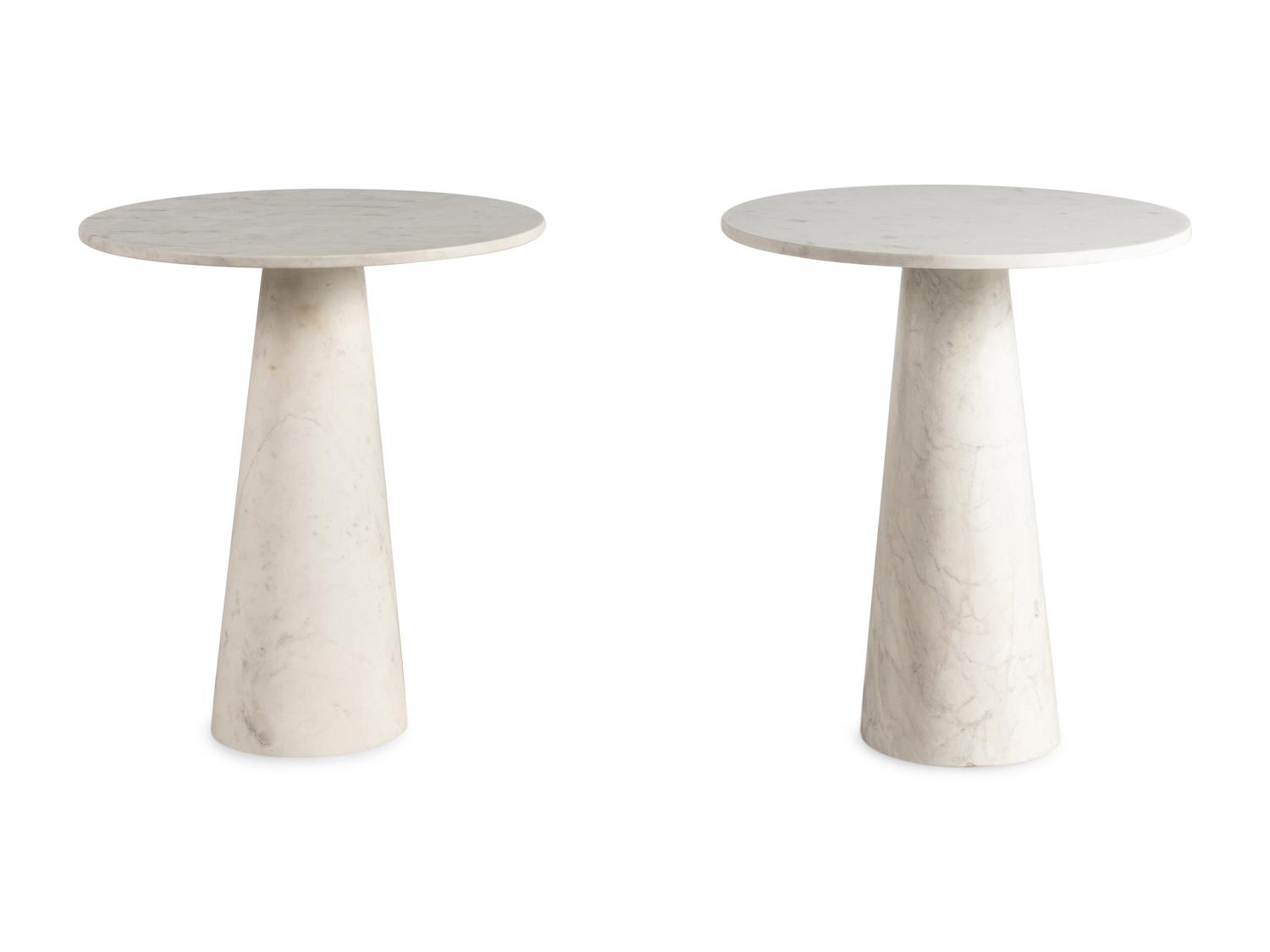 A Pair of Contemporary Marble Side Tables