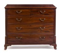 A George III Mahogany Chest of Drawers Height 40 x width 49 x depth 21 1/4 inches. — LIKELY 18TH CENTURY