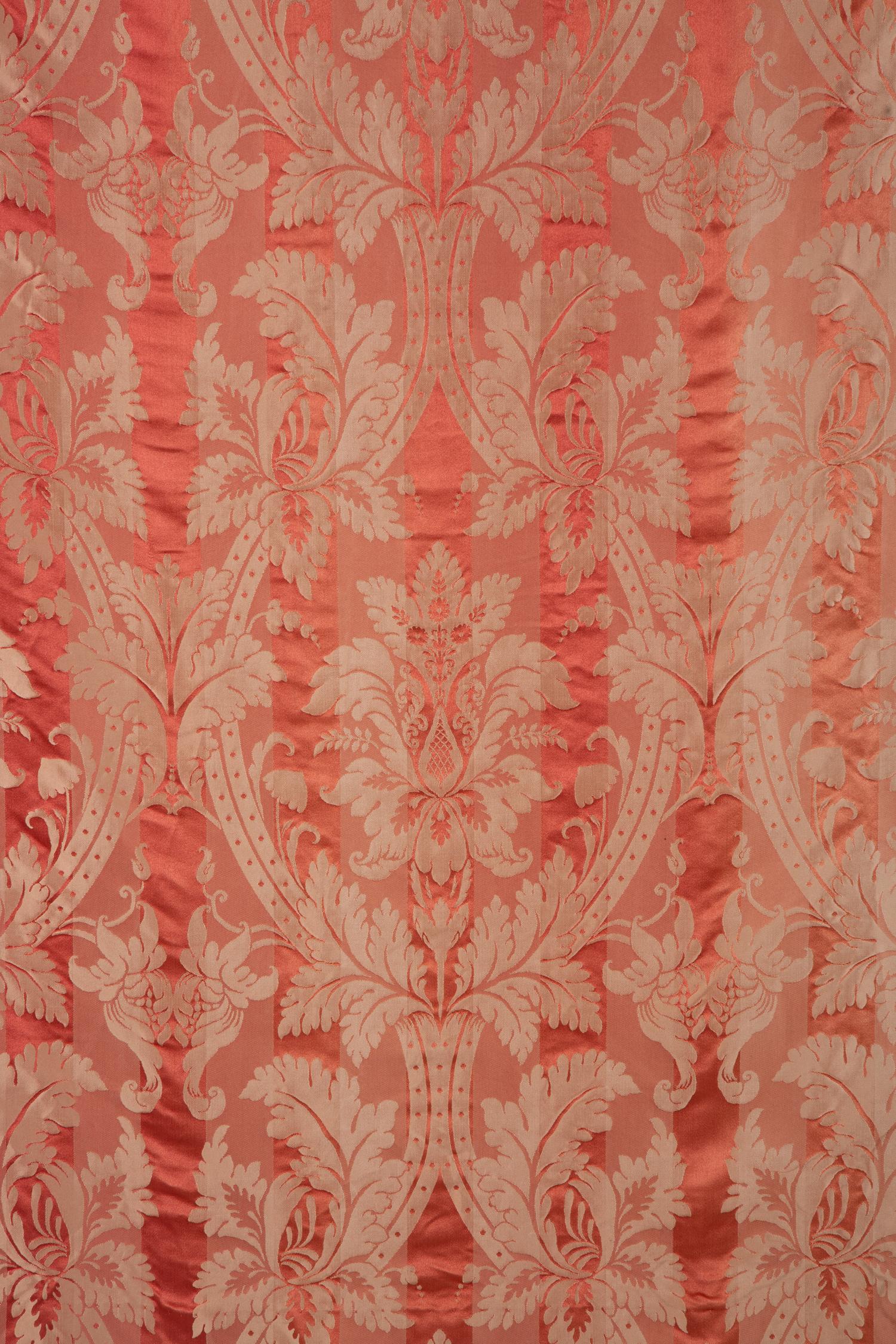 A Scalamandré Silk Damask Tasseled Circular Tablecloth