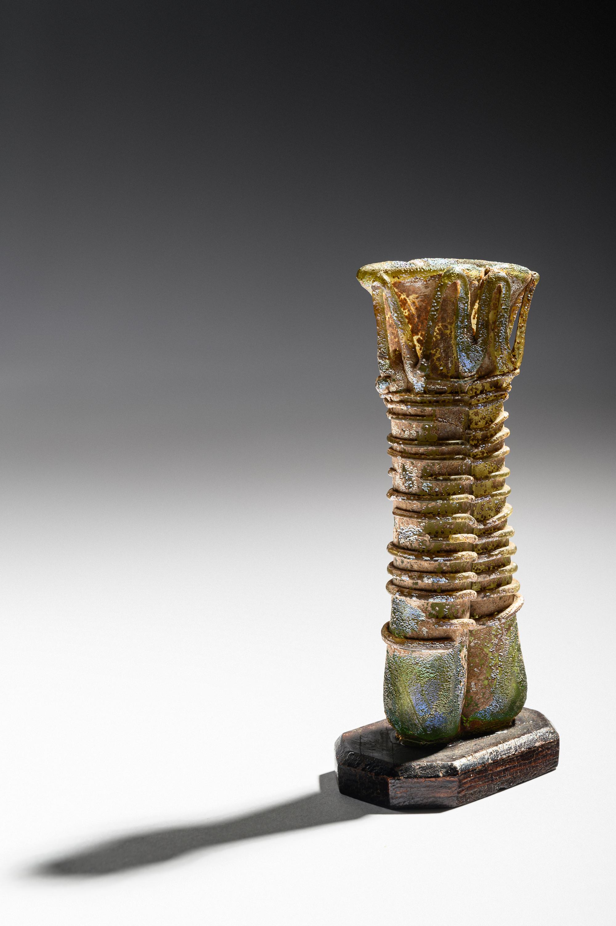 A Roman Glass Double Unguentarium with Iridescence