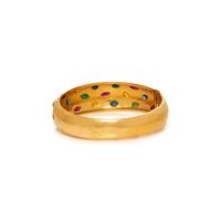 MULTI-COLORED GEMSTONE AND GOLD BANGLE BRACELET