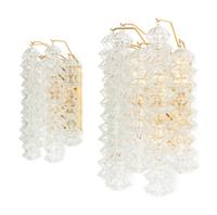 A Pair of Brass and Glass Three-Light Sconces by Kalmar Franken