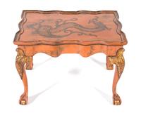 An Italian Painted and Parcel Gilt Side Table Height 19 1/2 x width 27 x depth 20 1/4 inches. — 20TH CENTURY