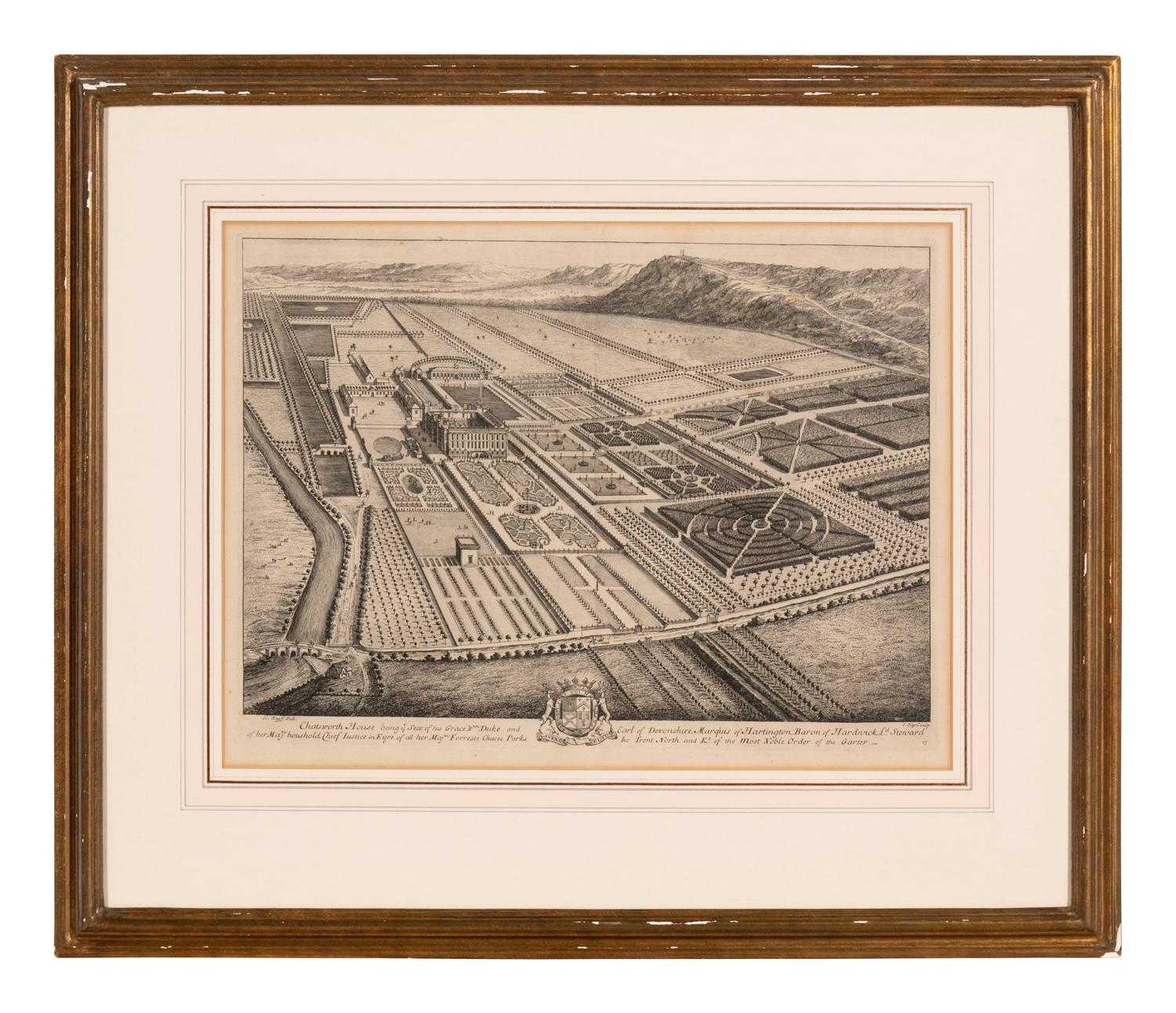 A Set of Ten Topographical Engravings in Giltwood Frames