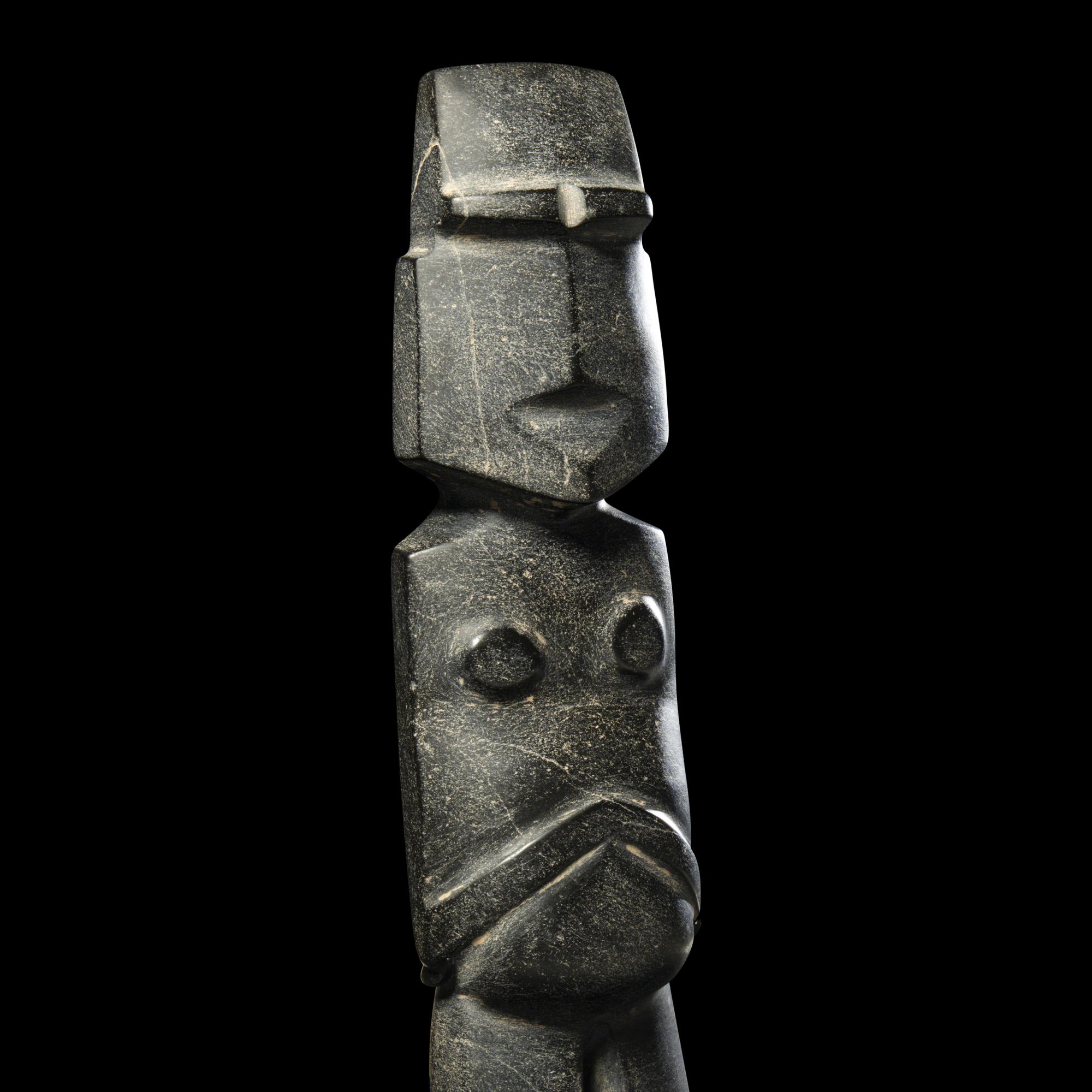 A Mezcala Black Stone Female Figure