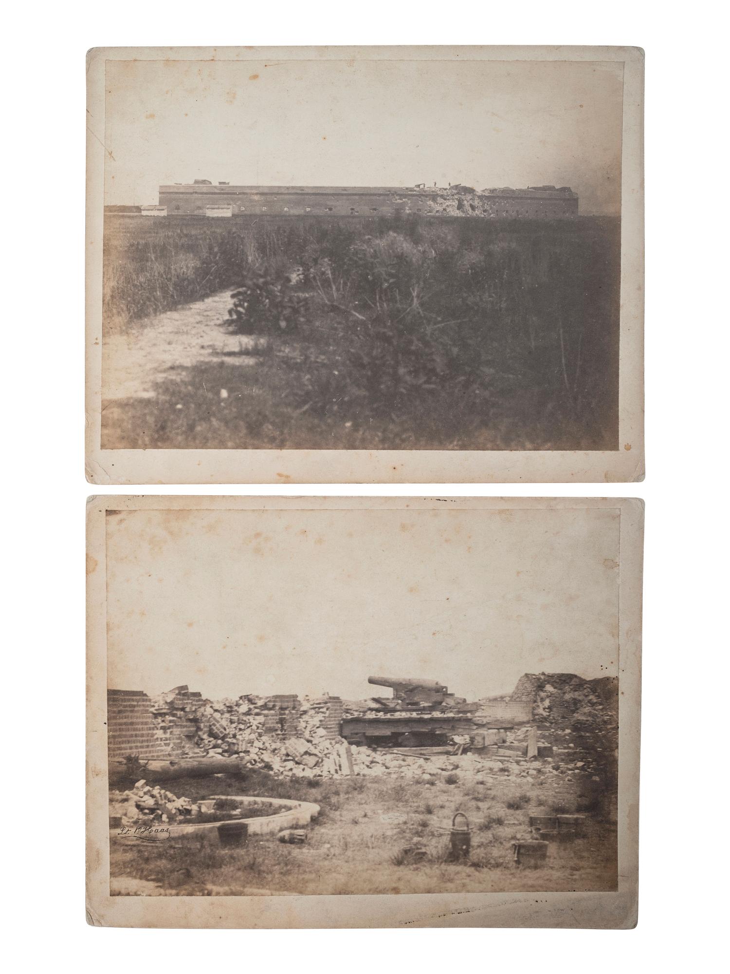 [CIVIL WAR]. HAAS, Philip, Lt., photographer. A group of 7 photographs of Fort Pulaski after the bombardment, inscribed and signed by Major General David Hunter.