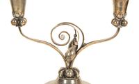A Pair of Georg Jensen Silver Two-Light Candelabra