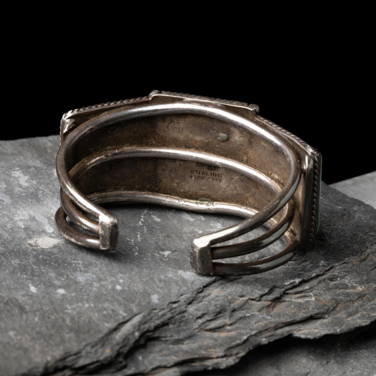 Mark Chee (Diné, 1914-1981) — Sterling Silver and Turquoise Cuff Bracelet