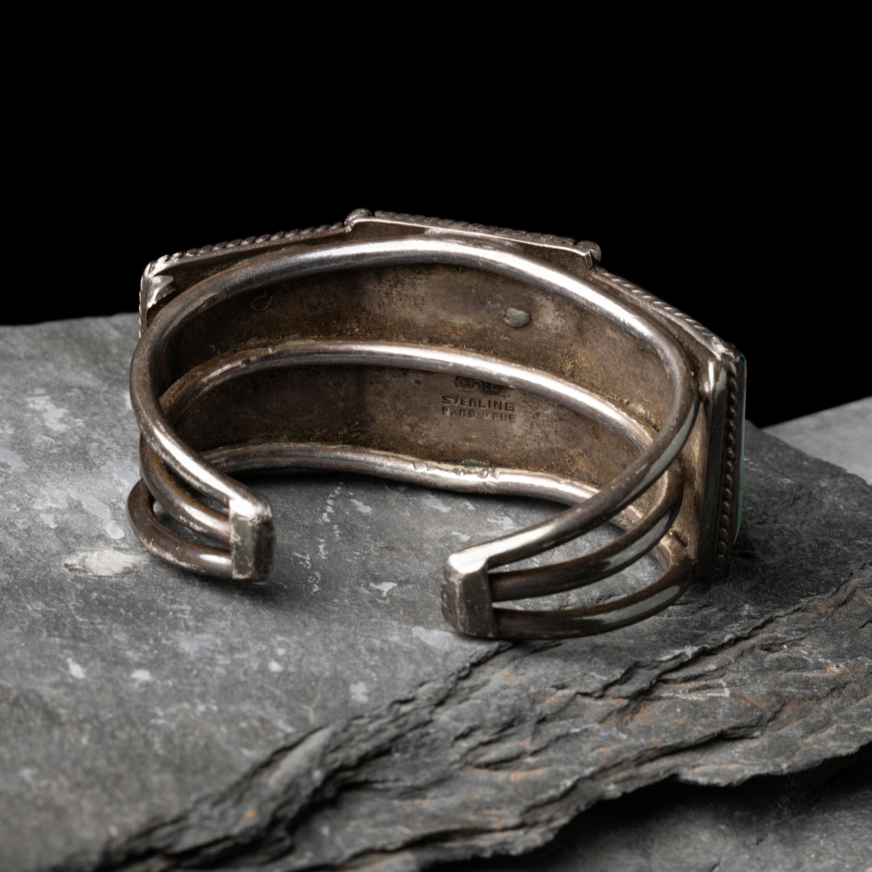 Mark Chee (Diné, 1914-1981) — Sterling Silver and Turquoise Cuff Bracelet