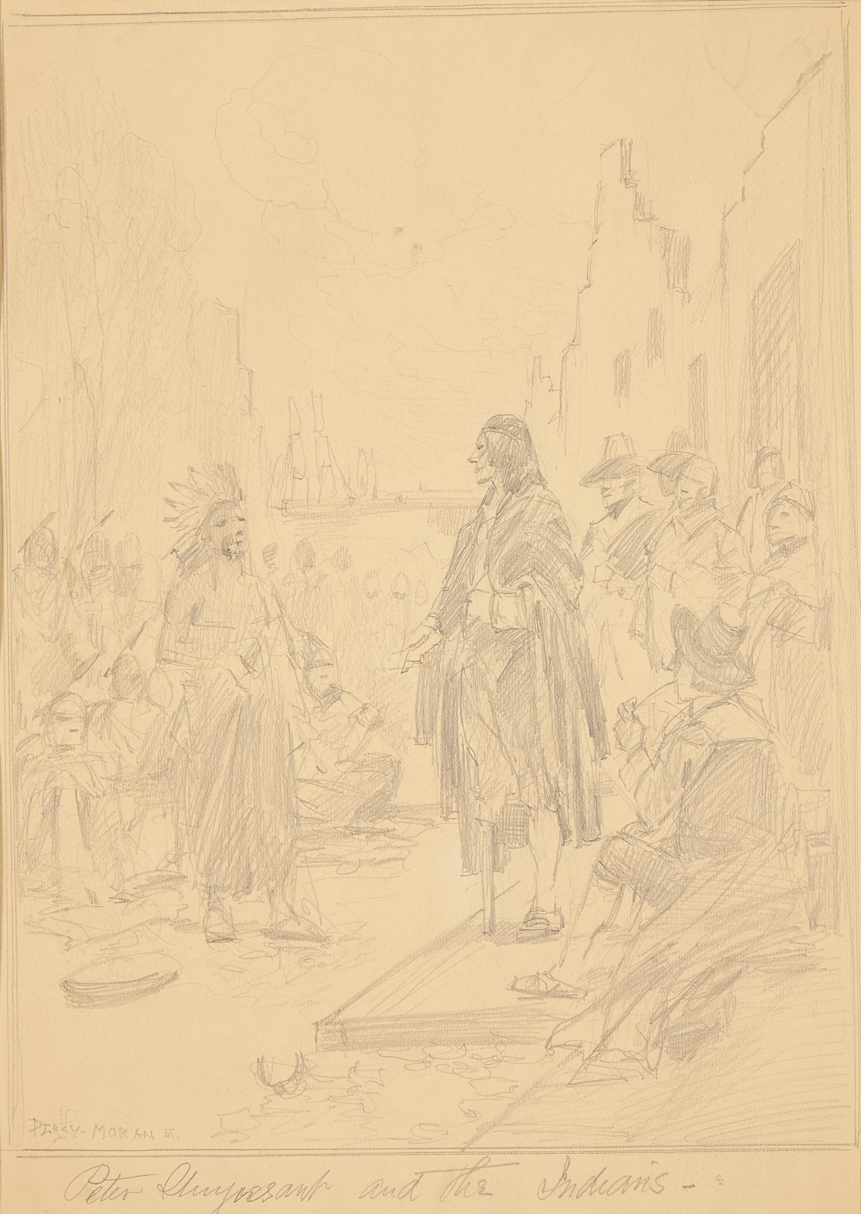 Edward Percy Moran (1862-1935) — Four Works: Studies of Early American Historical Events