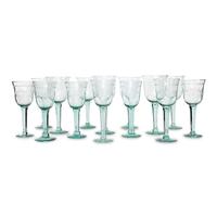 A Set of Etched Green Glass Stemware