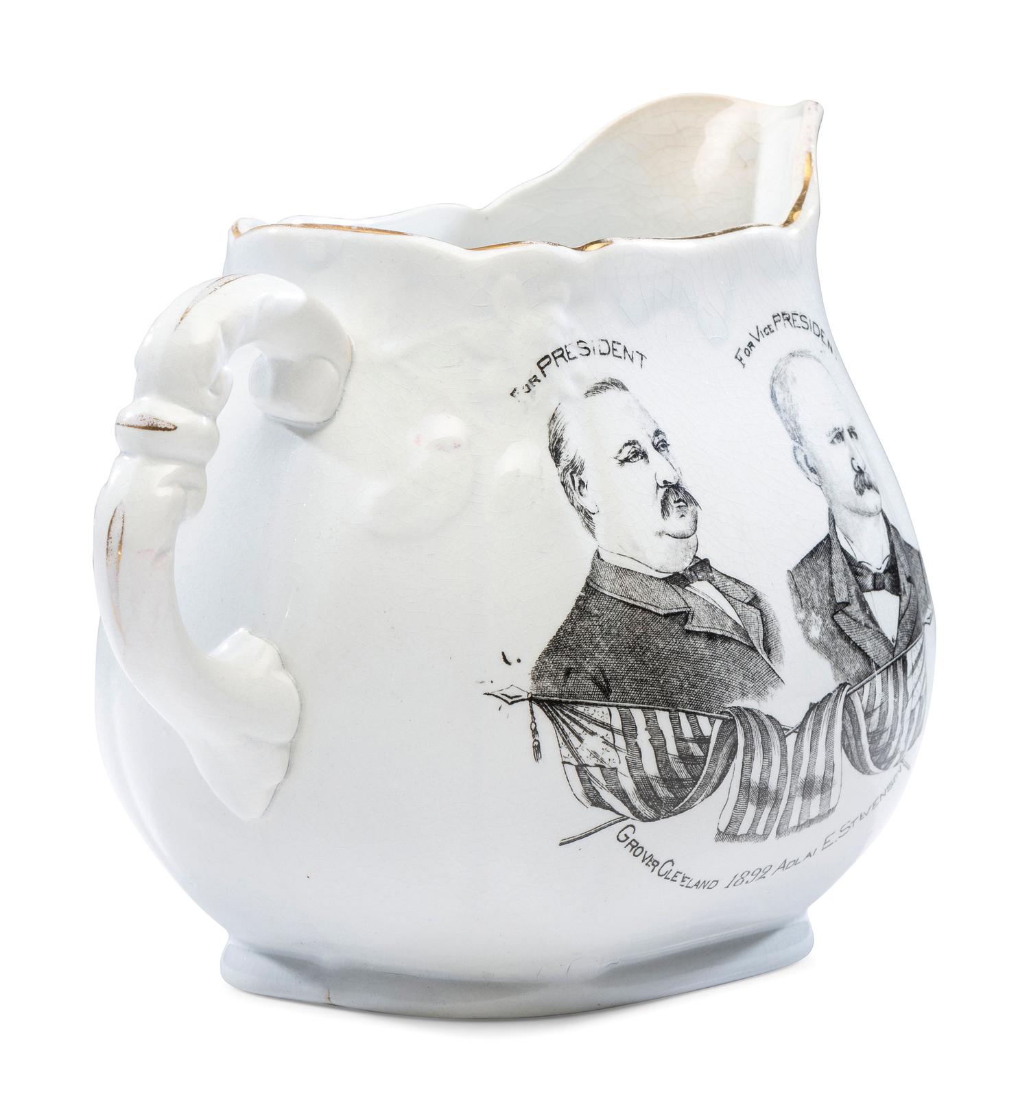A 'Cleveland and Stevenson' Porcelain Jugate Campaign Pitcher