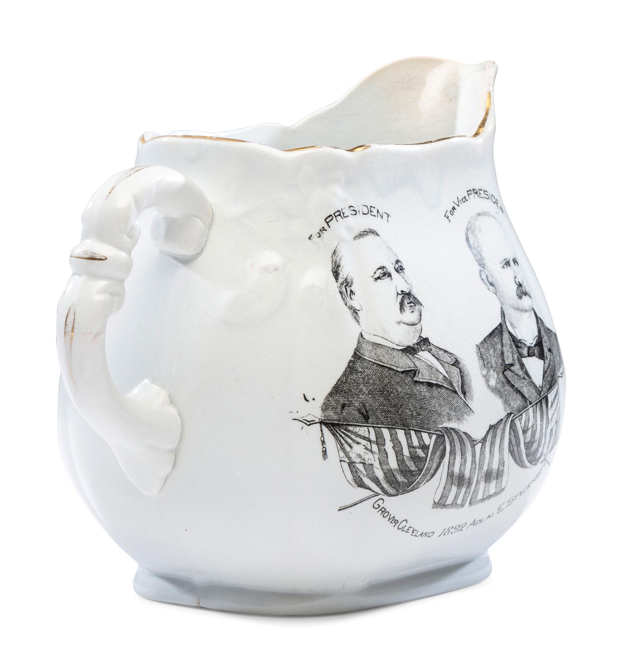A 'Cleveland and Stevenson' Porcelain Jugate Campaign Pitcher