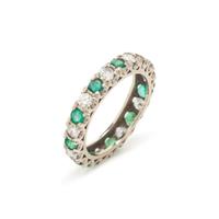 EMERALD AND DIAMOND ETERNITY BAND