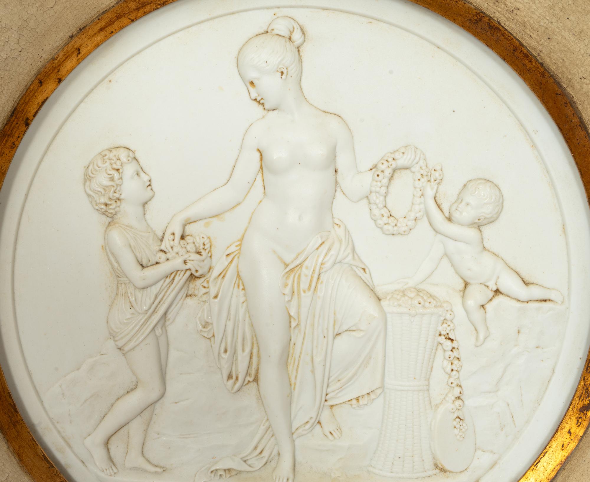 A Framed Neoclassical Style Bisque Porcelain Plaque