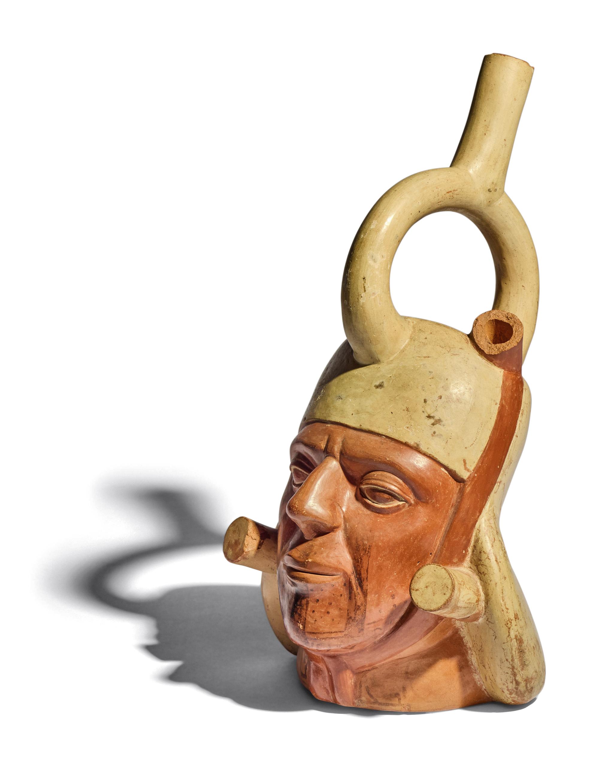 A Moche Stirrup Vessel in the Form of a Portrait Head