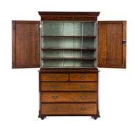 A George III Oak and Mahogany Linen Press