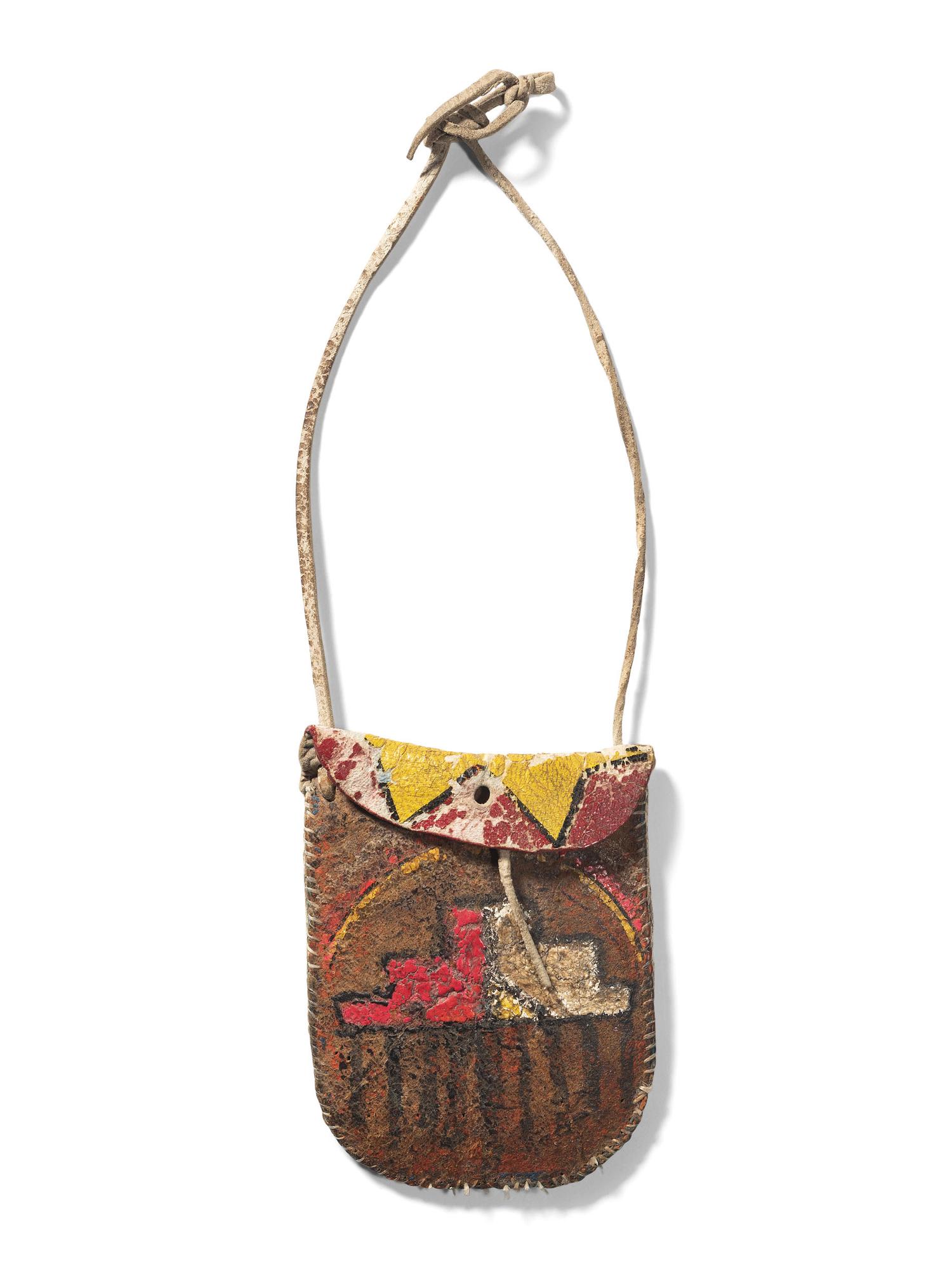 Pueblo Painted Hide Bag, with Interior Decoration