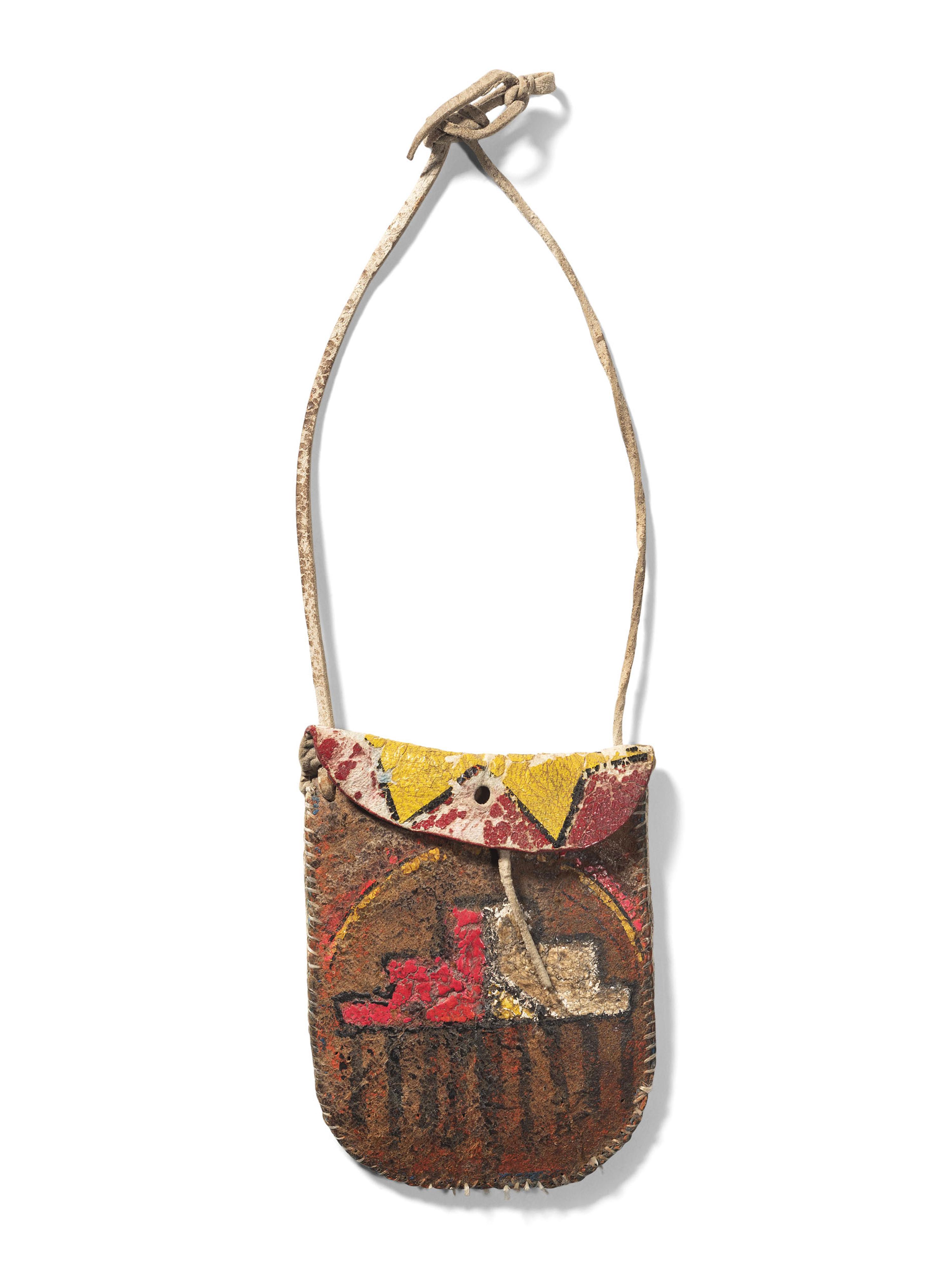 Pueblo Painted Hide Bag, with Interior Decoration